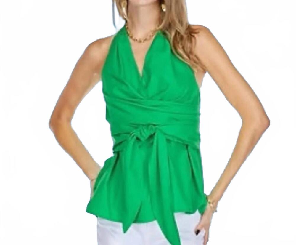 NEW JOY JOY wrap halter top in green